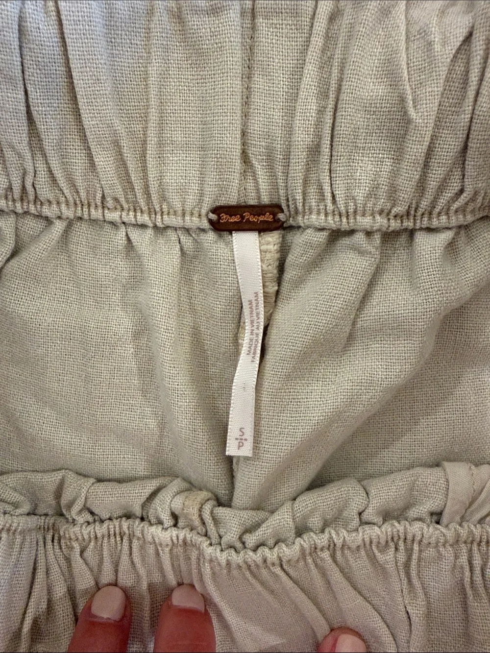 Free People Cream Wide-Leg Linen Pants
